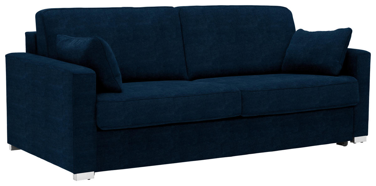 SCHLAFSOFA in Textil Dunkelblau  - Chromfarben/Dunkelblau, Konventionell, Textil/Metall (208/86/97cm) - Novel