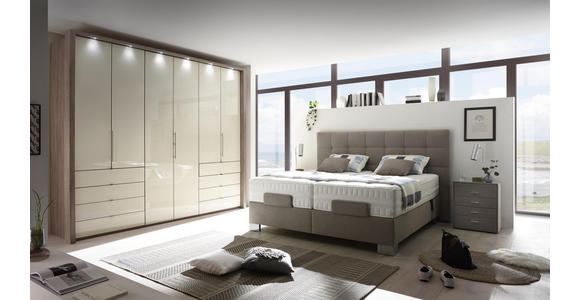 FALTTÜRENSCHRANK in Creme, Trüffeleichefarben - Trüffeleichefarben/Creme, KONVENTIONELL, Glas/Holzwerkstoff (300/216/58cm) - Venda