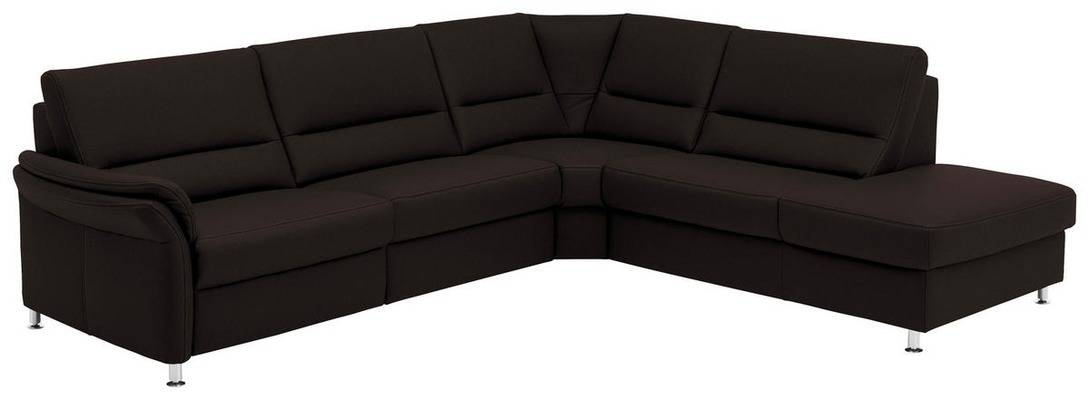 ECKSOFA in Echtleder Dunkelbraun  - Dunkelbraun/Beige, Design, Leder/Metall (288/249cm) - Beldomo Premium