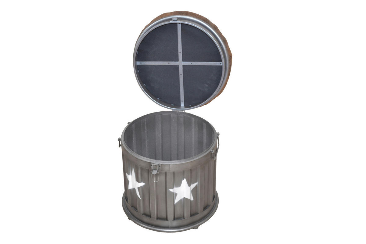 HOCKER Mikrofaser Braun, Grau  - Braun/Grau, Design, Textil/Metall (36/36/46,5cm) - MID.YOU