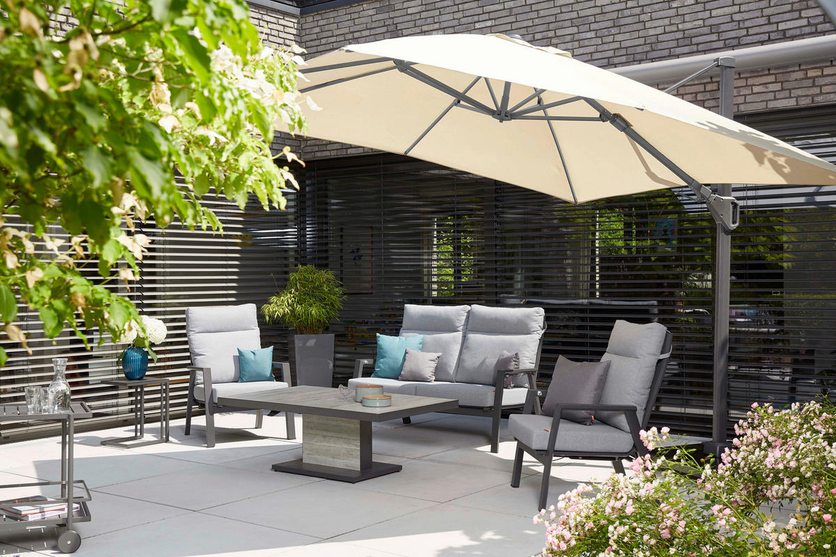 AMPELSCHIRM 300 cm  - Anthrazit/Creme, KONVENTIONELL, Textil/Metall (300/300cm) - Siena Garden