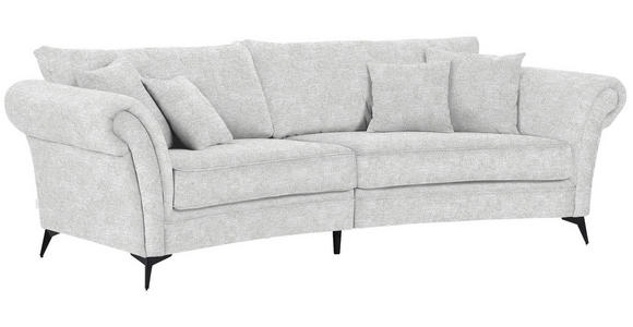 MEGASOFA  in Flachgewebe Beige  - Beige/Schwarz, ROMANTIK / LANDHAUS, Textil/Metall (273/79/125cm) - Landscape