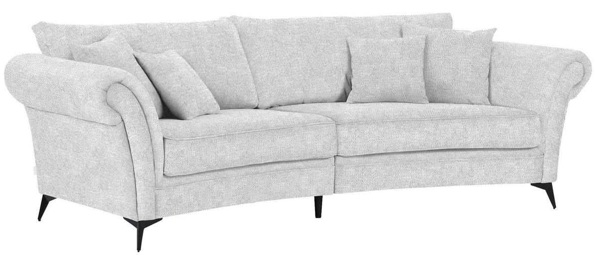 MEGASOFA in Flachgewebe Beige  - Beige/Schwarz, ROMANTIK / LANDHAUS, Textil/Metall (273/79/125cm) - Landscape