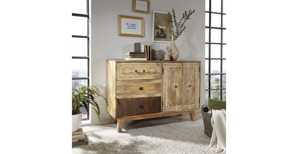 KOMMODE in 115/80/35 cm - Naturfarben/Braun, Trend, Holz/Metall (115/80/35cm) - Landscape