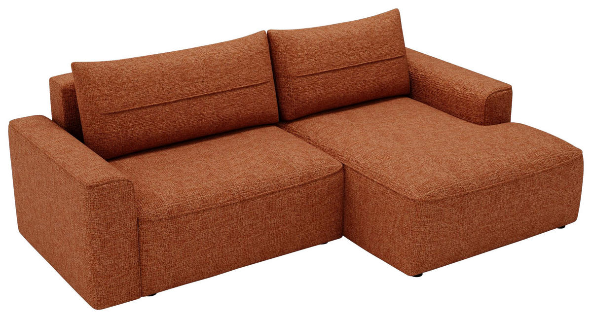 ECKSOFA in Chenille Rostfarben  - Rostfarben/Schwarz, Design, Kunststoff/Textil (233/144cm) - Livetastic