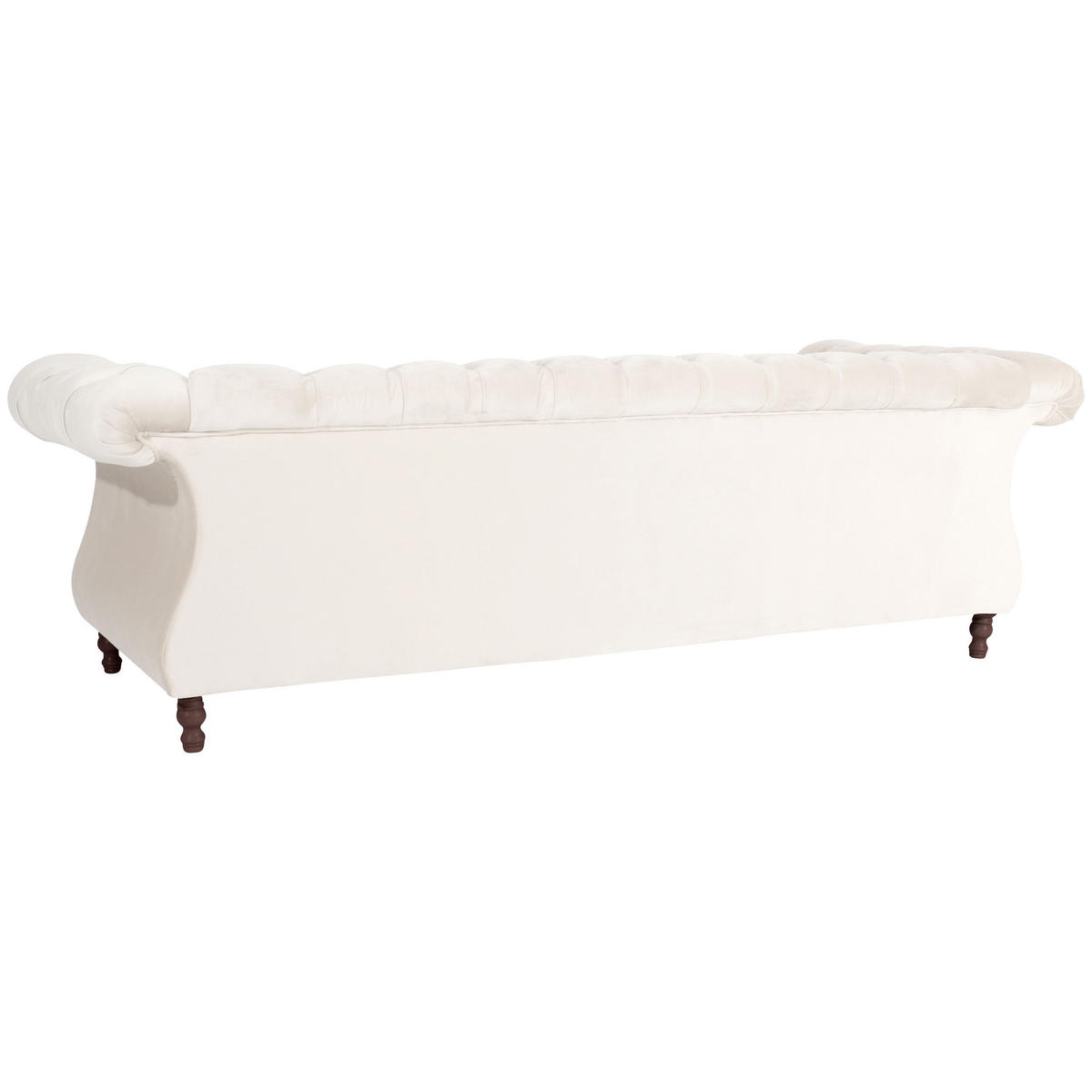 CHESTERFIELD-DREISITZER-SOFA Creme Velours  - Nussbaumfarben/Creme, Design, Holz/Textil (253/80/100cm) - Max Winzer