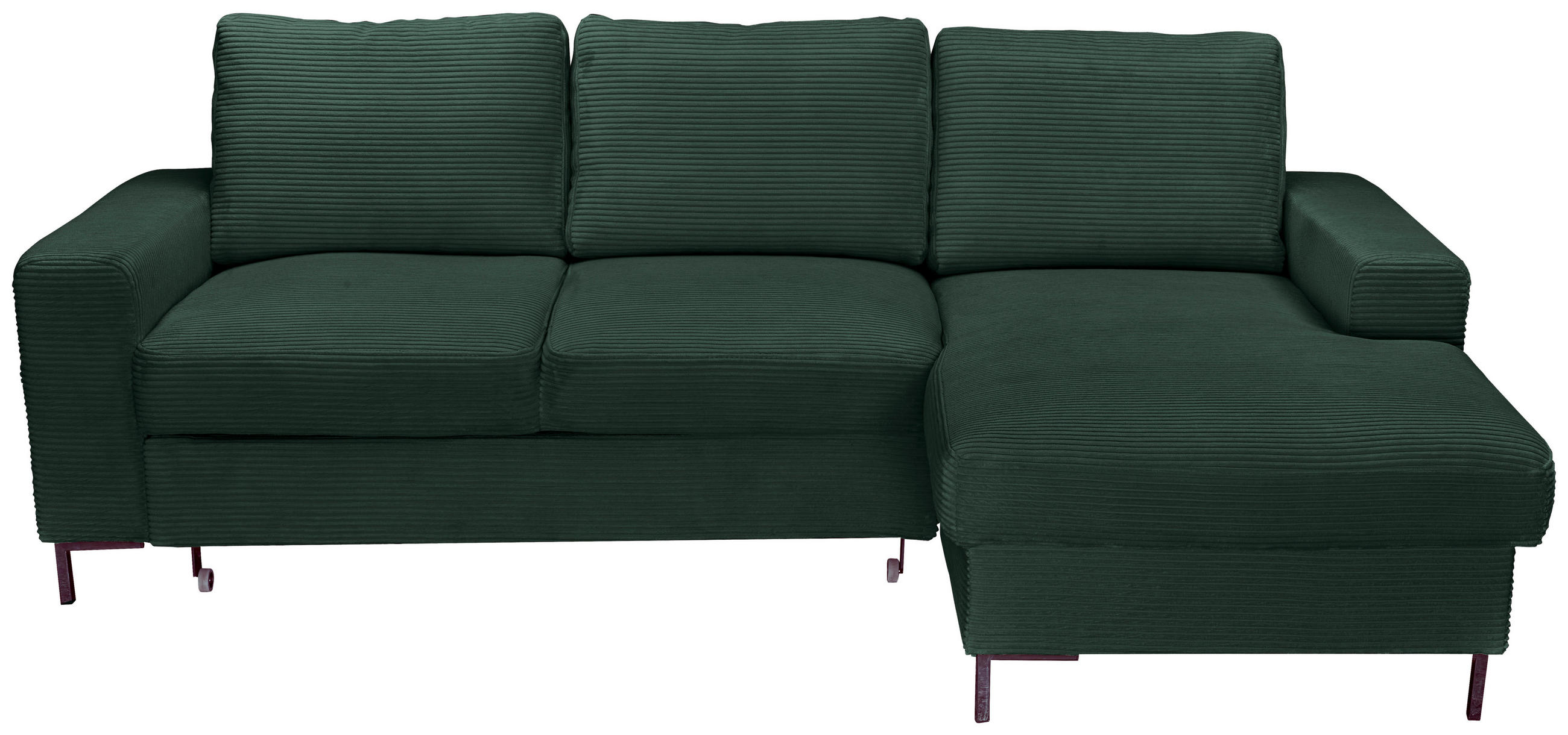 ECKSOFA Dunkelgrün Cord  - Dunkelgrün/Schwarz, KONVENTIONELL, Textil/Metall (240/150cm) - Carryhome