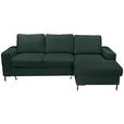ECKSOFA Dunkelgrün Cord  inkl. Rückenkissen, Bettkasten, Schlaffunktion, Rücken echt, Liegefläche im Originalstoff  - Dunkelgrün/Schwarz, KONVENTIONELL, Textil/Metall (240/150cm) - Carryhome