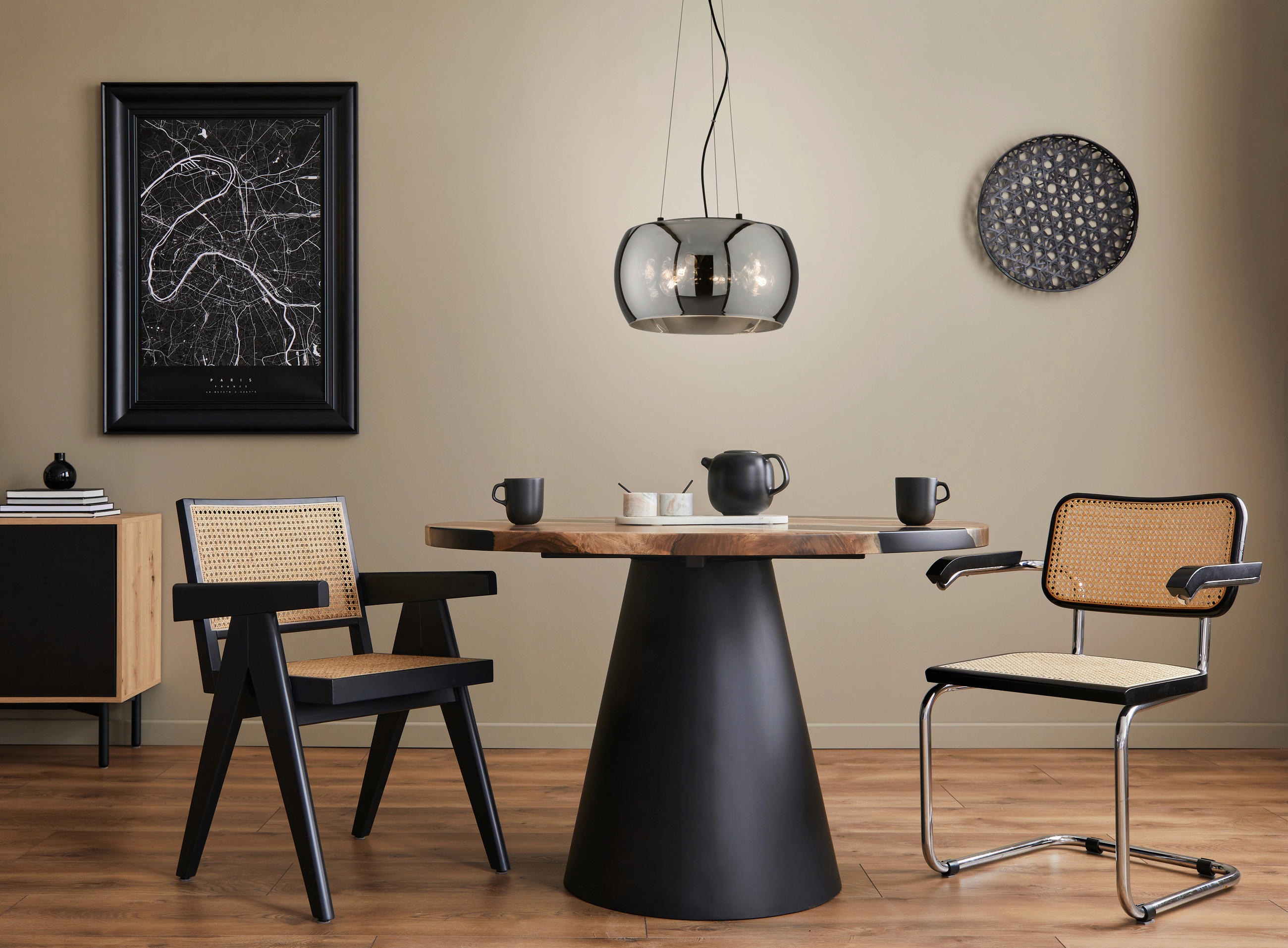 PENDELLEUCHTE 40/160 cm    - Schwarz, Design, Glas/Metall (40/160cm) - Fischer & Honsel