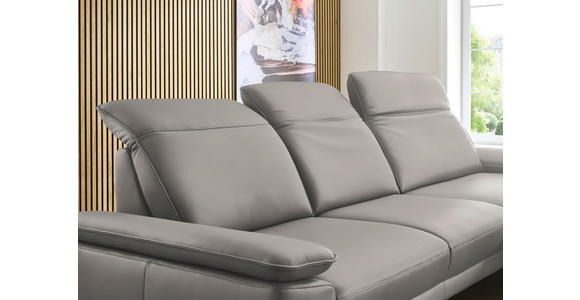 ECKSOFA in Echtleder Hellgrau 332/193 cm - Hellgrau/Schwarz, Design, Leder/Metall (332/193cm) - Dieter Knoll