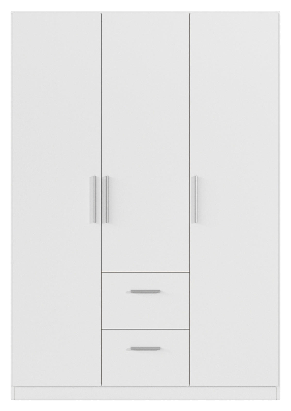 DREHTÜRENSCHRANK 135/197/54 cm,  in Weiß, 3-türig  - Alufarben/Weiß, KONVENTIONELL, Holzwerkstoff/Kunststoff (135/197/54cm) - home24