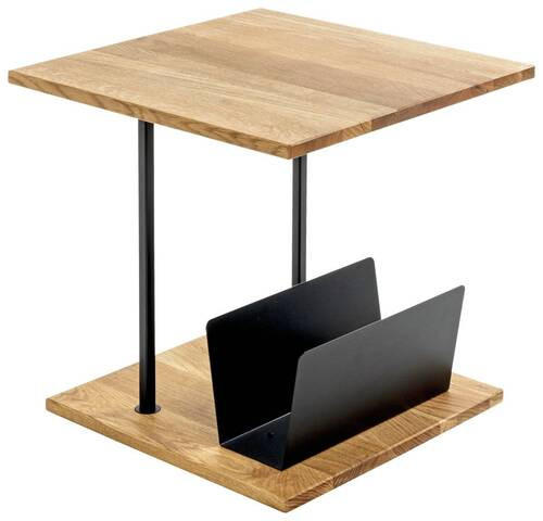 BEISTELLTISCH 45/45/45 cm Eiche massiv Schwarz, Eichefarben quadratisch  - Eichefarben/Schwarz, Design, Holz/Metall (45/45/45cm)