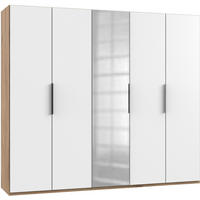 DREHTÜRENSCHRANK in Weiss, Eichefarben  - Chromfarben/Weiss, Modern, Holzwerkstoff (250/216/58cm) - MID.YOU