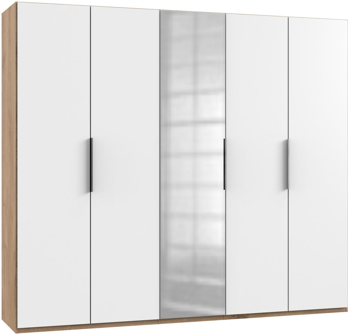 DREHTÜRENSCHRANK in Weiss, Eichefarben  - Chromfarben/Weiss, Modern, Holzwerkstoff (250/216/58cm) - MID.YOU