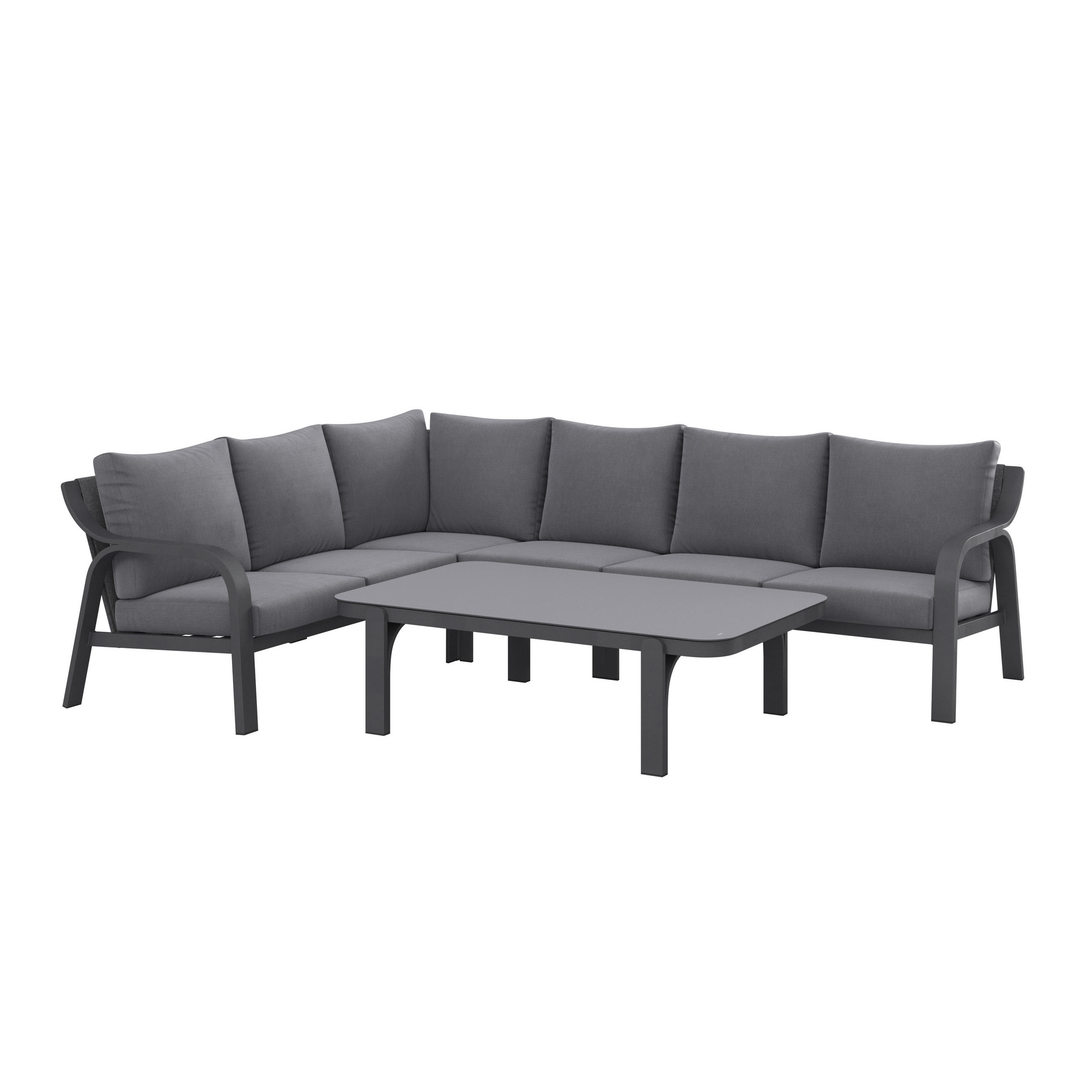 LOUNGE GARNITURA siva, tamno siva - siva/tamno siva, Design, staklo/metal (264/204cm) - Amatio