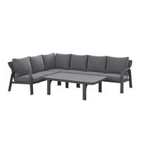 LOUNGE GARNITURA  siva, tamno siva   - siva/tamno siva, Design, staklo/metal (264/204cm) - Amatio