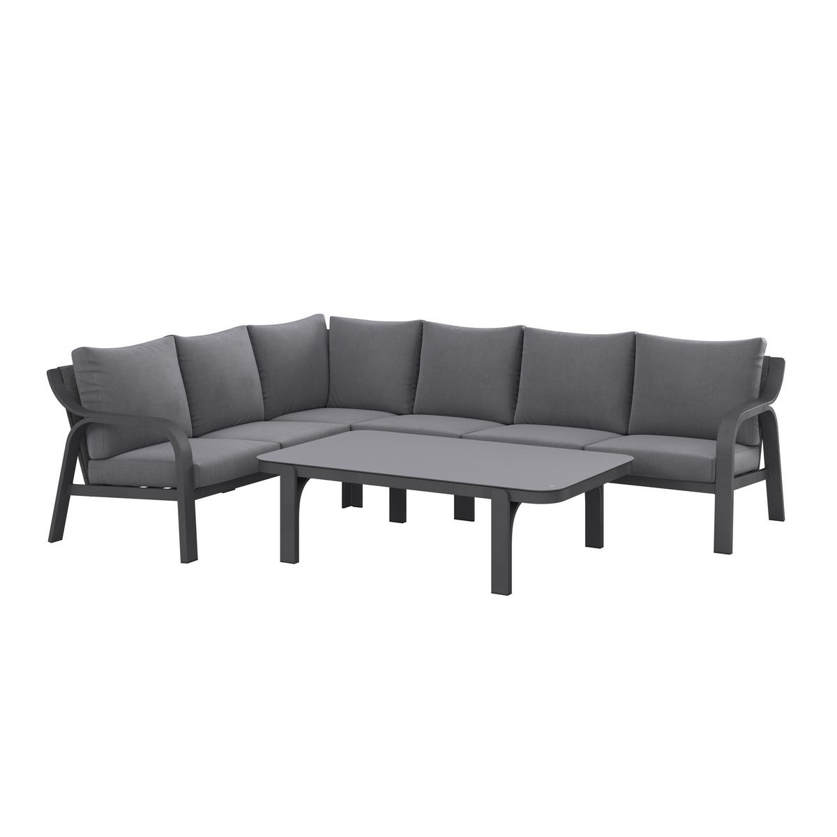 LOUNGE GARNITURA  siva, tamno siva   - siva/tamno siva, Design, staklo/metal (264/204cm) - Amatio