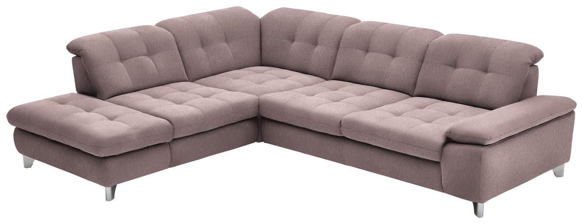 ECKSOFA in Chenille Altrosa  - Chromfarben/Altrosa, Design, Textil/Metall (260/310cm) - Beldomo Speed