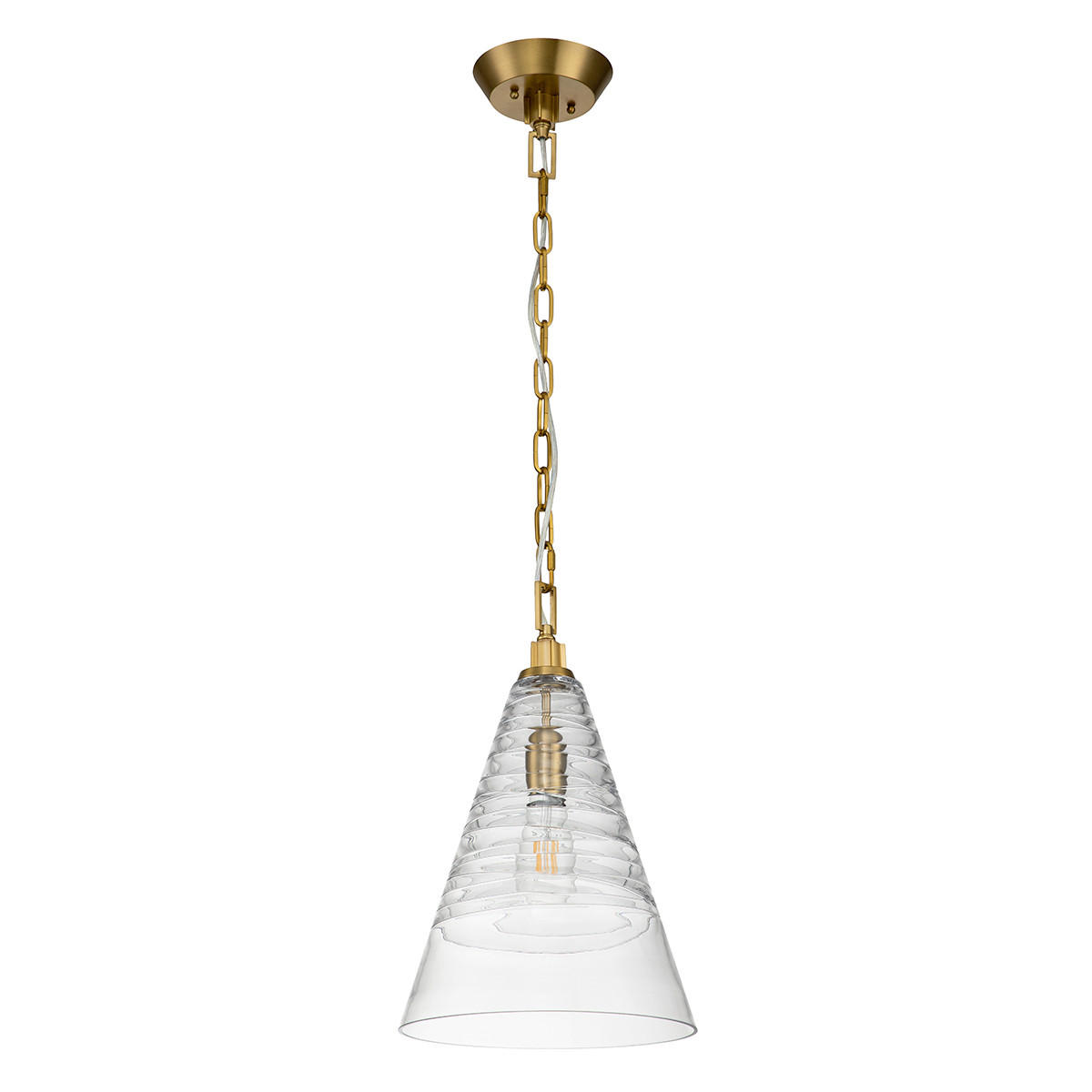 HÄNGELEUCHTE 29.5/59.4 cm  - Messingfarben, KONVENTIONELL, Glas/Metall (29.5/59.4cm) - Elstead Lighting