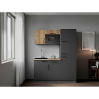 MODULKÖK 160 cm   i grå, ek Artisan  - ek Artisan/grå, Trend, metall/trämaterial (160cm) - Respekta
