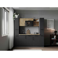 KÜCHENBLOCK Oliver 205 cm  in Grau, Eiche Artisan  - Eiche Artisan/Grau, Trend, Holzwerkstoff/Metall (205cm) - Respekta