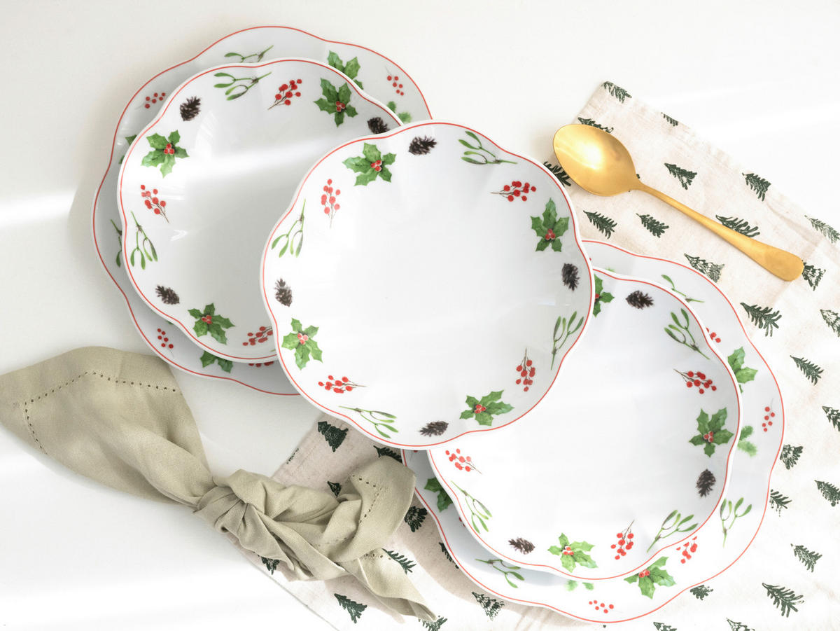 TAFELSERVICE Naomi Weihnachten 8-teilig  - Multicolor/Weiß, Basics, Keramik - Creatable