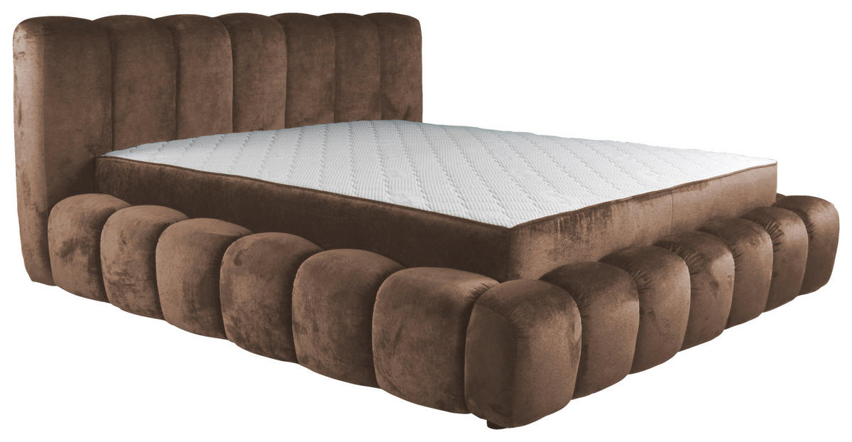 POLSTERBETT 180/200 cm  in Braun  - Schwarz/Braun, Trend, Kunststoff/Textil (180/200cm) - Esposa