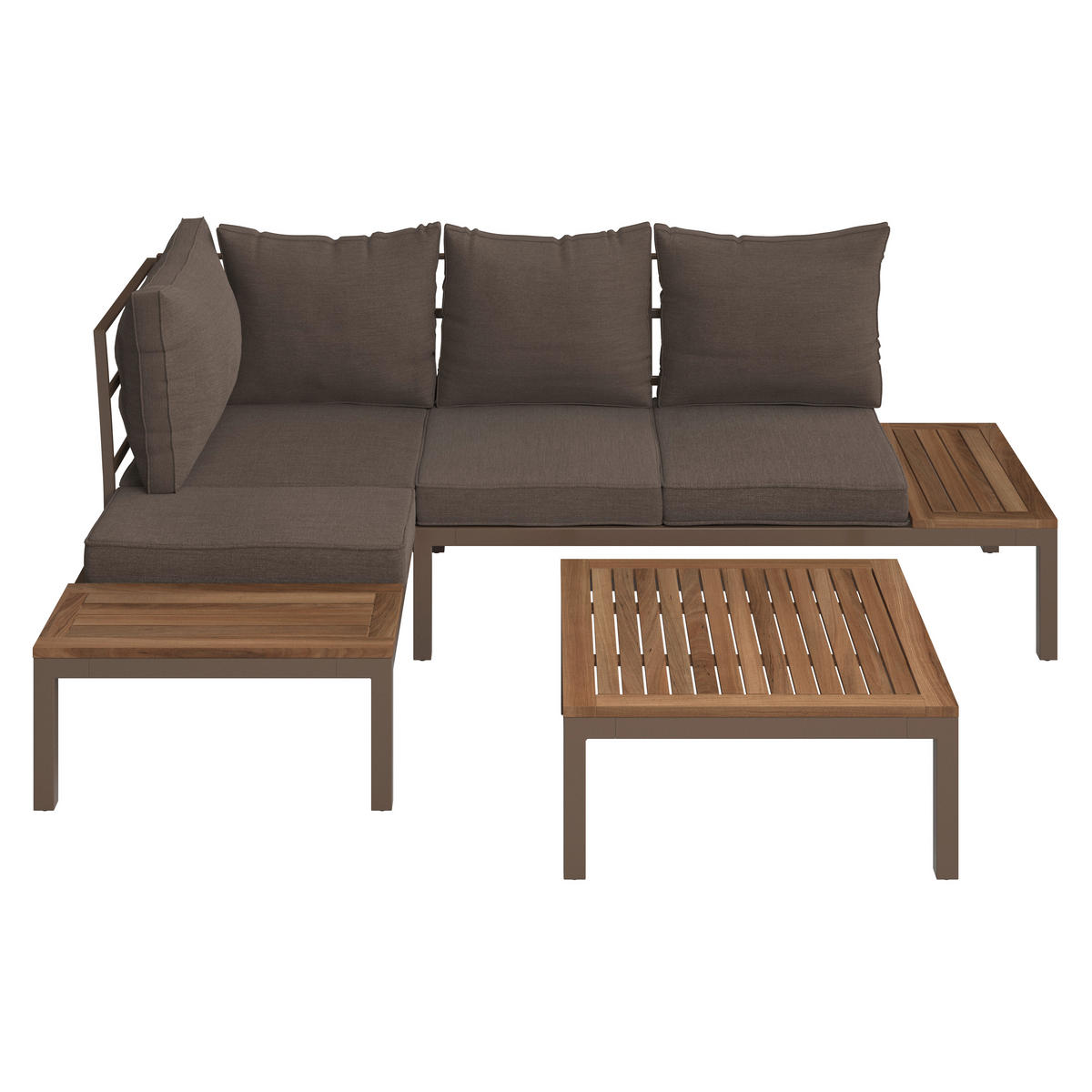 LOUNGEGARNITUR  138/207 cm  Akazie vollmassiv Stahl  - Naturfarben/Braun, MODERN, Holz/Metall (138/207cm) - Ambia Garden