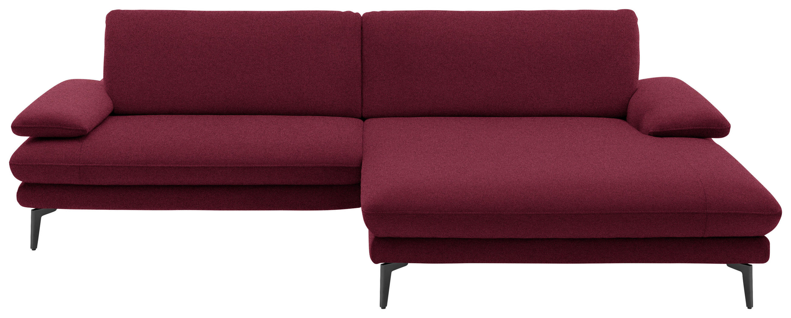 ECKSOFA in Webstoff Rot, Bordeaux  - Bordeaux/Rot, Design, Textil/Metall (284/184cm) - Dieter Knoll
