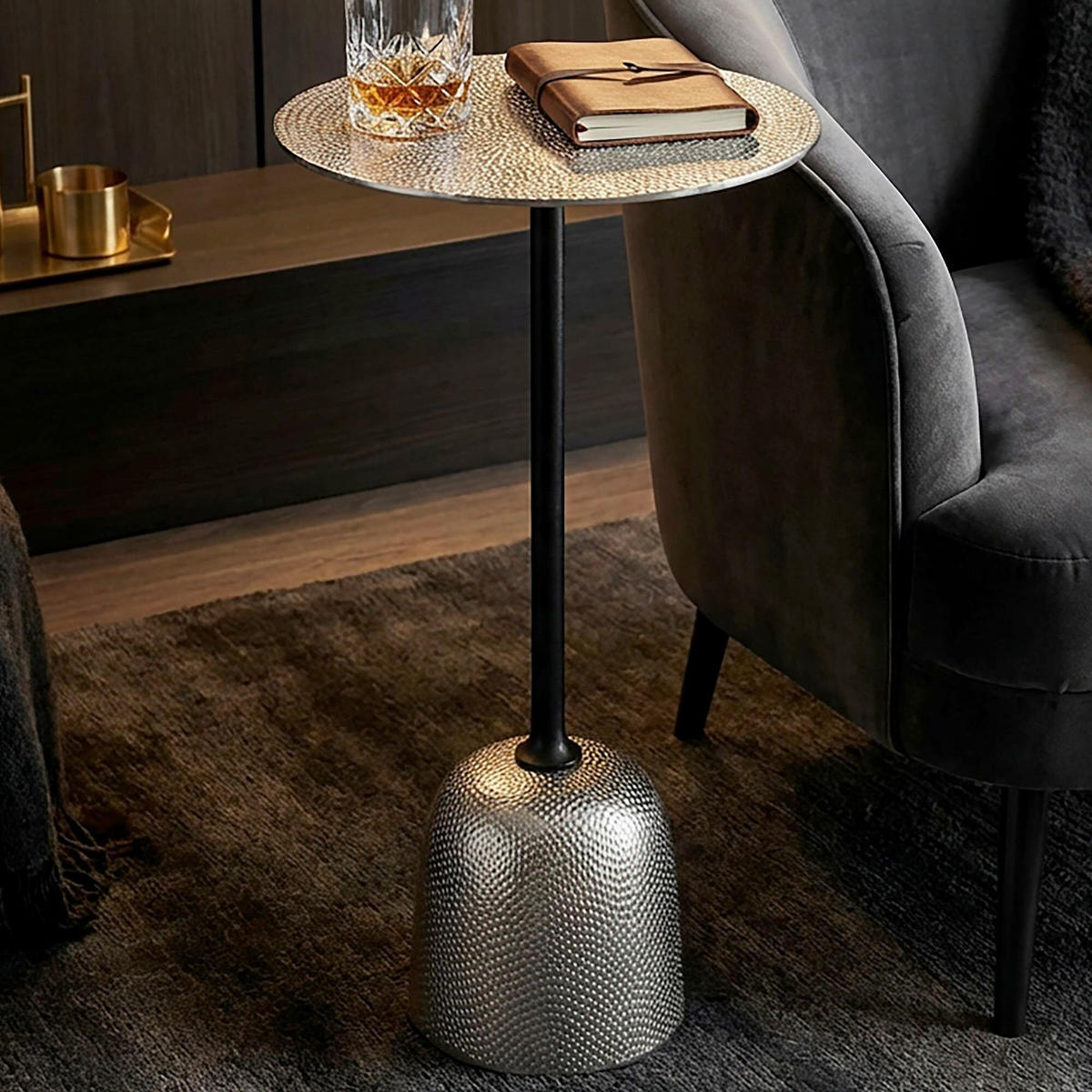 BEISTELLTISCH Silberfarben rund  - Silberfarben, Design, Metall (29/60/29cm) - Livetastic