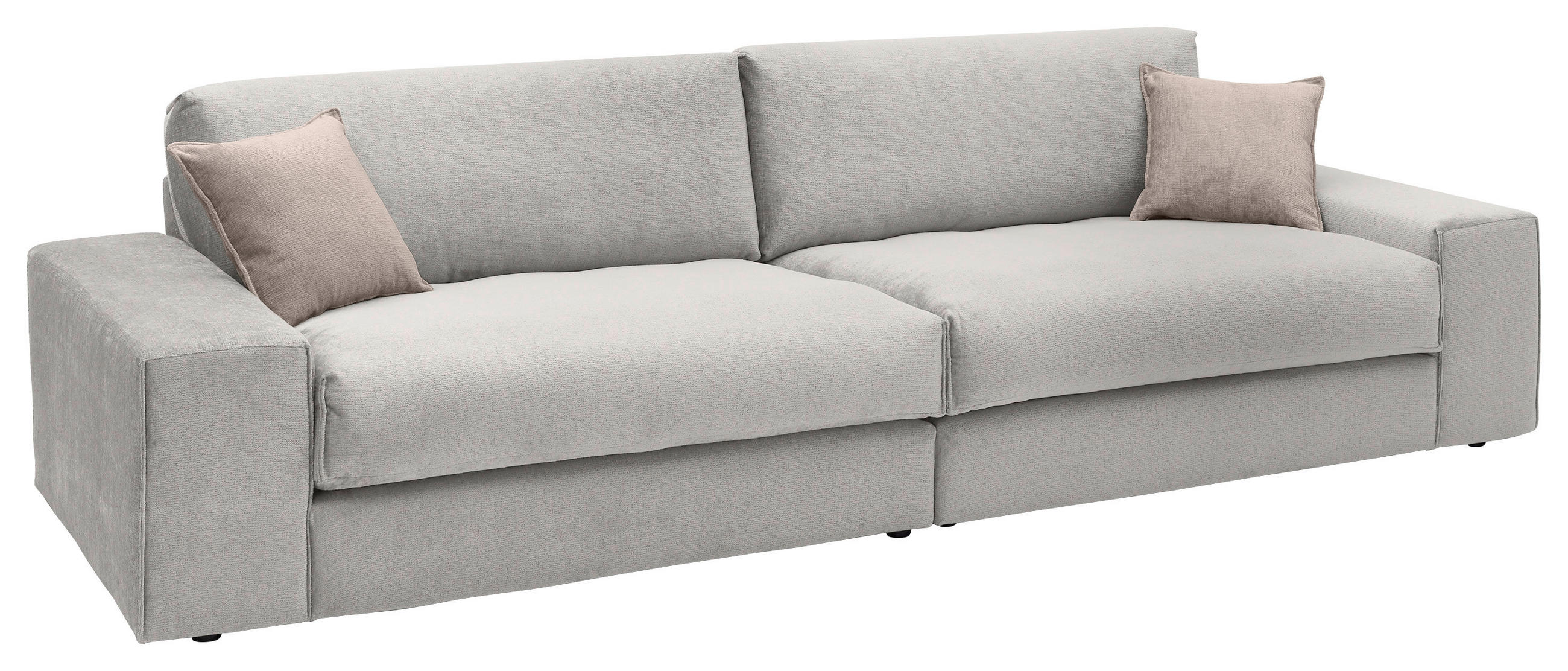 BIGSOFA Chenille Grau  - Beige/Schwarz, KONVENTIONELL, Kunststoff/Textil (300/81/120cm) - SetOne by Musterring
