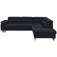 ECKSOFA in Mikrofaser Schwarz  - Eichefarben/Beige, Natur, Holz/Textil (273/226cm) - Beldomo System