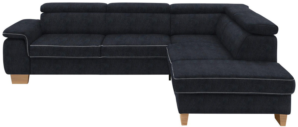 ECKSOFA in Mikrofaser Schwarz  - Eichefarben/Beige, Natur, Holz/Textil (273/226cm) - Beldomo System