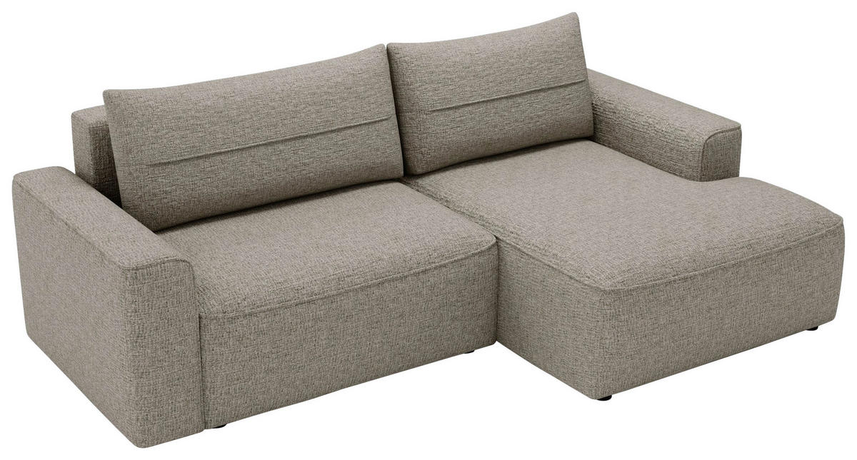 ECKSOFA in Chenille Taupe  - Taupe/Schwarz, Design, Kunststoff/Textil (233/144cm) - Livetastic