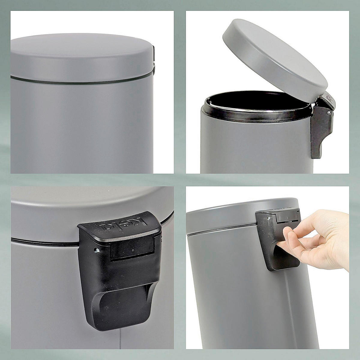 KOSMETIKEIMER MONACO 3 L  - Hellgrau/Schwarz, Basics, Kunststoff/Metall (17/26cm) - Kela