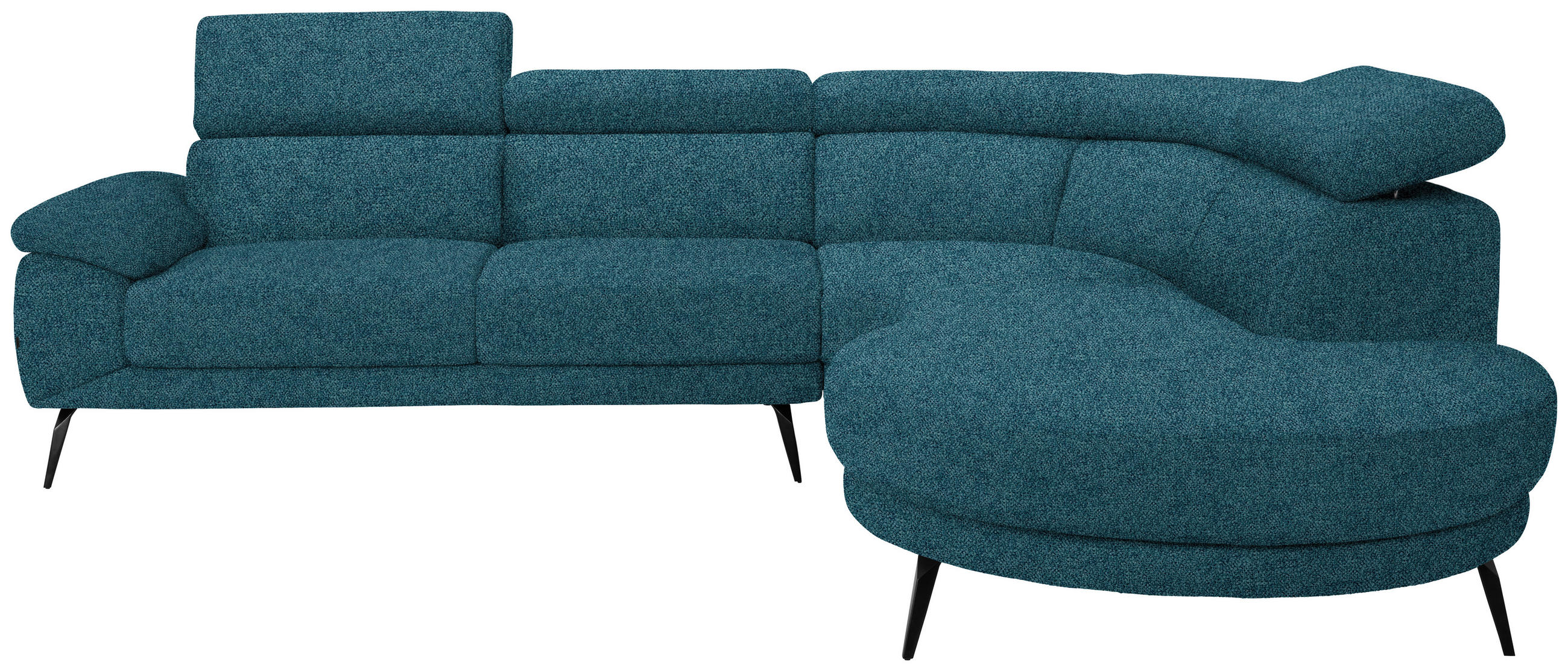 ECKSOFA in Velours Petrol  299/264 cm  - Petrol/Schwarz, Design, Textil/Metall (299/264cm) - Novel