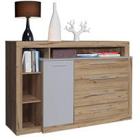 SIDEBOARD 161/107/43 cm  in Grau, Eiche Artisan  - Alufarben/Eiche Artisan, Konventionell, Holzwerkstoff/Kunststoff (161/107/43cm) - Ti'me