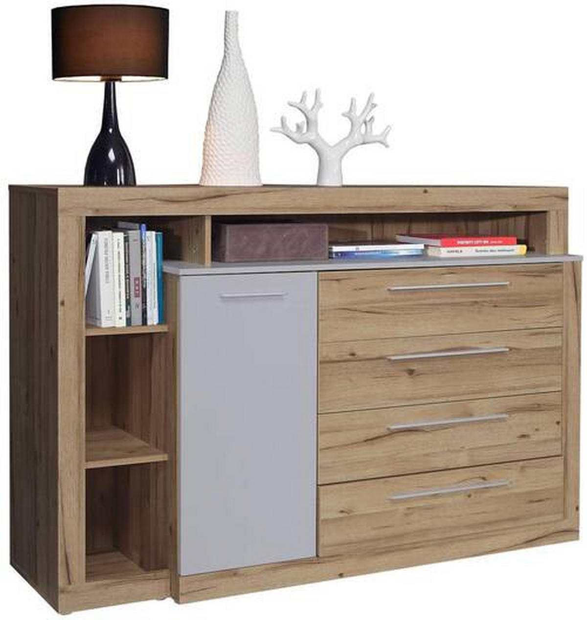 SIDEBOARD 161/107/43 cm  in Grau, Eiche Artisan  - Alufarben/Eiche Artisan, Konventionell, Holzwerkstoff/Kunststoff (161/107/43cm) - Ti'me