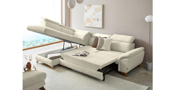 ECKSOFA in Flachgewebe Creme  - Eichefarben/Creme, MODERN, Holz/Textil (212/287cm) - Valnatura