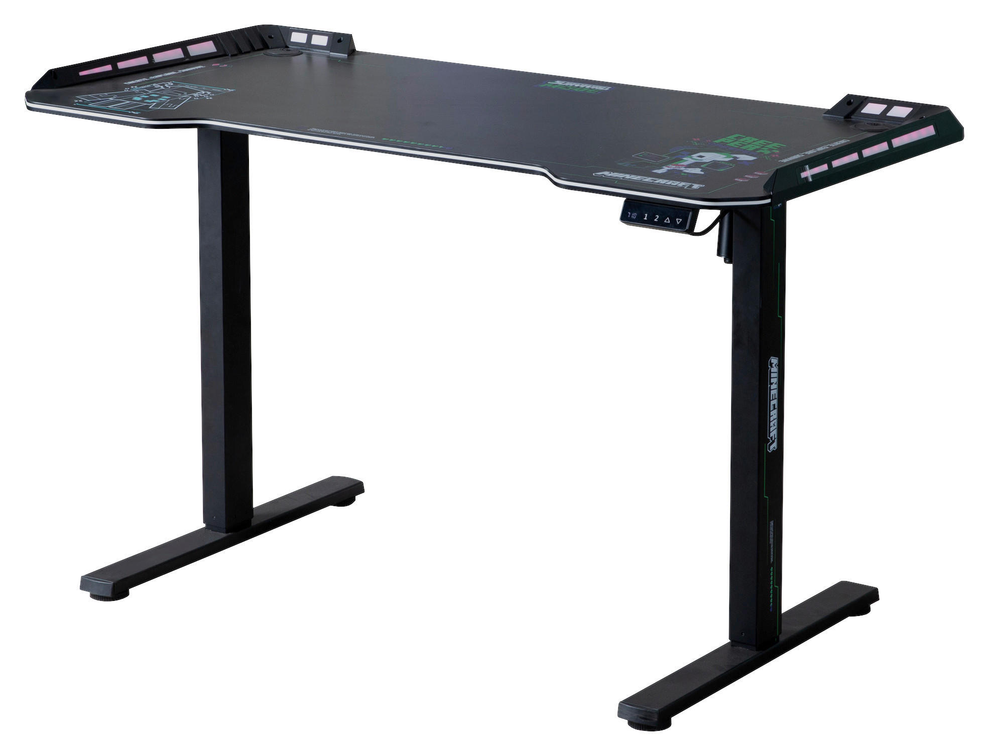 GAMINGTISCH Schwarz  - Schwarz, MODERN, Holzwerkstoff/Metall (120/60/71-118cm) - Minecraft