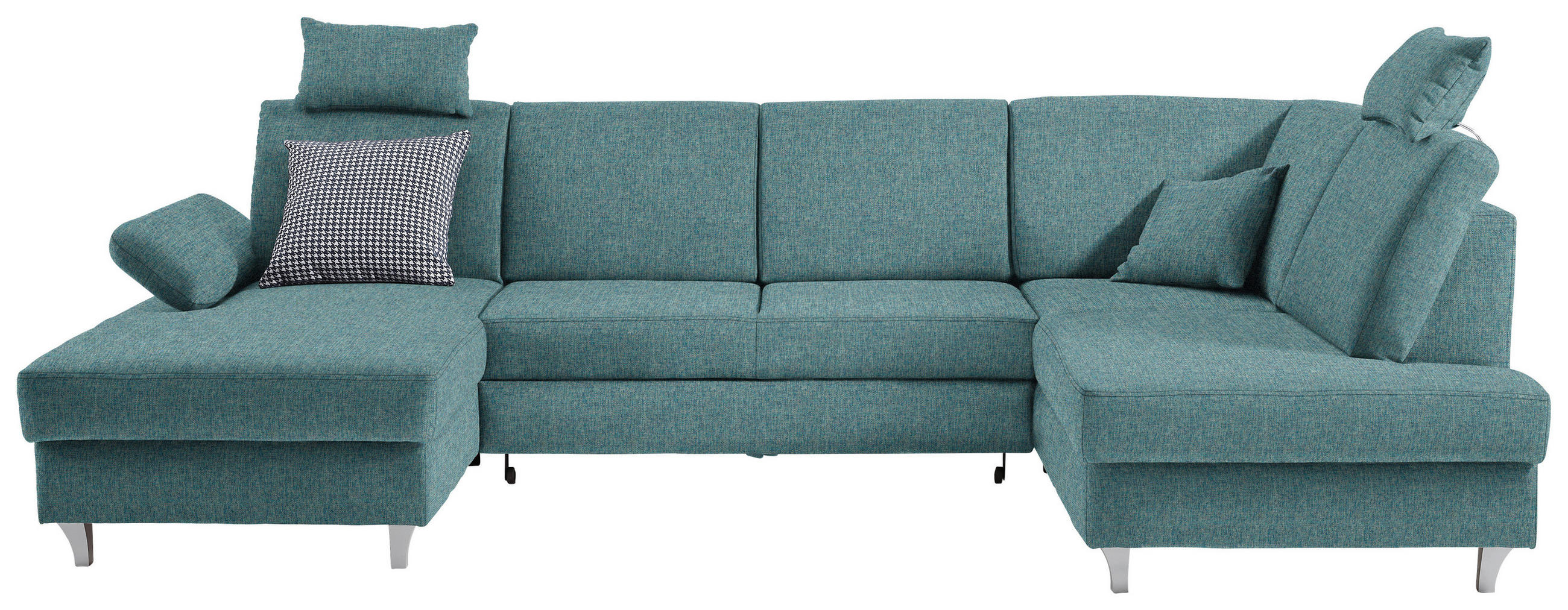 WOHNLANDSCHAFT in Webstoff Türkis  - Türkis/Silberfarben, KONVENTIONELL, Holz/Textil (167/322/186cm) - Cantus