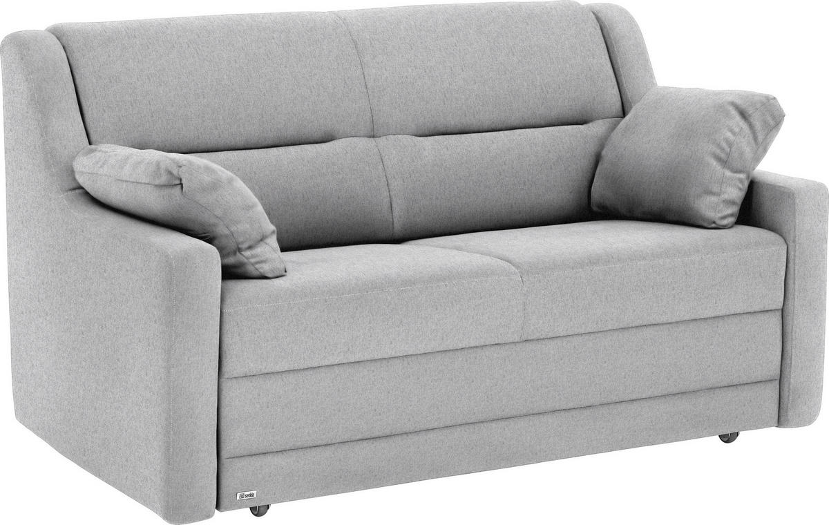 SCHLAFSOFA  mit Lederauswahl, Stoffauswahl, Schlafen auf Sitzhöhe, Hocker erhältlich, Rückenfutter Flachgewebe Grau  - Schwarz/Grau, KONVENTIONELL, Kunststoff/Textil (152/88/91cm) - Sedda