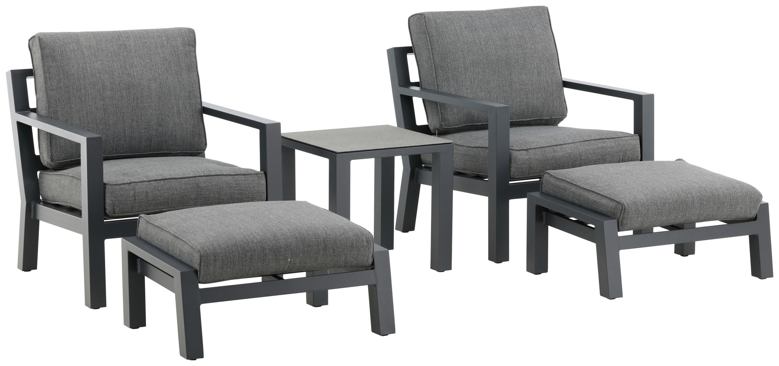 LOUNGEGRUPP 5 delar  - grå/svart, Basics, metall/textil