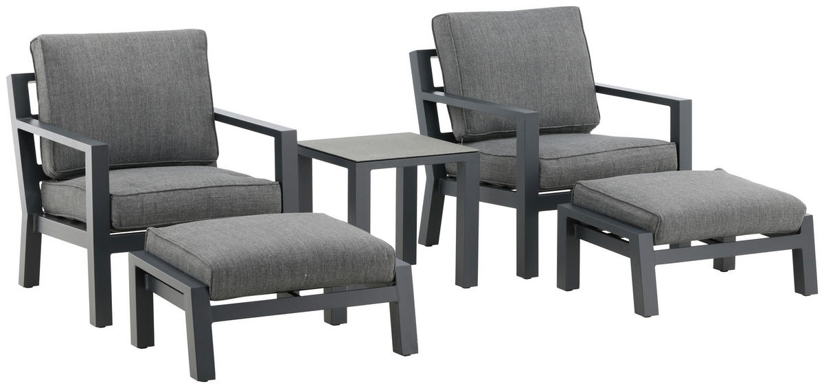LOUNGEGRUPP 5 delar  - grå/svart, Basics, metall/textil