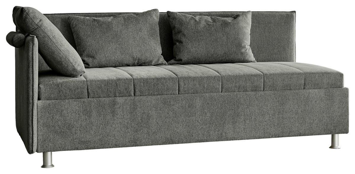 POLSTERLIEGE Flachgewebe Dunkelgrau  - Dunkelgrau/Alufarben, KONVENTIONELL, Holz/Holzwerkstoff (90/200cm) - Beldomo - Sleep