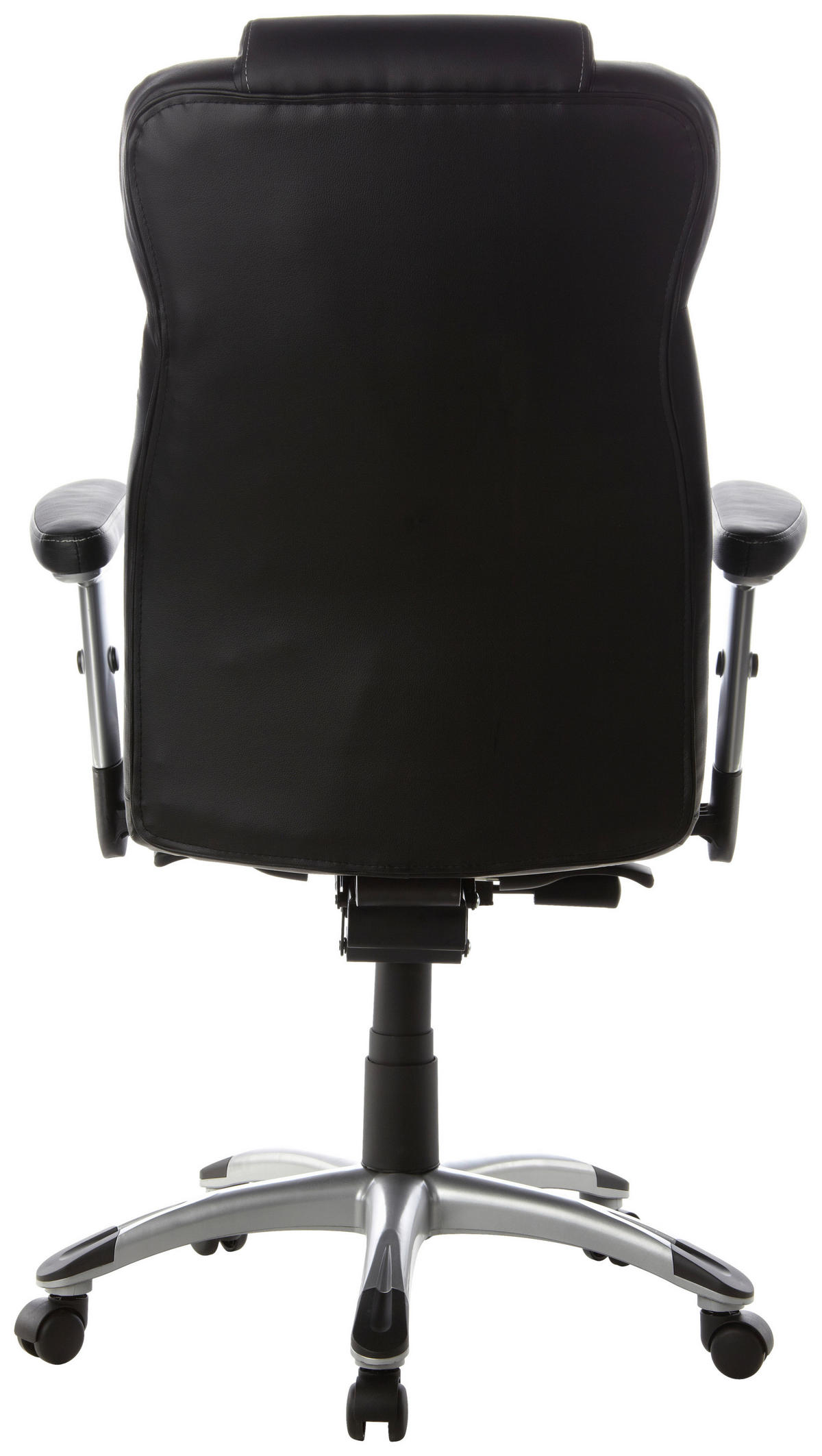 CHEFSESSEL Lederlook Schwarz, Silberfarben  - Silberfarben/Schwarz, MODERN, Leder/Kunststoff (63/131/53cm) - MID.YOU