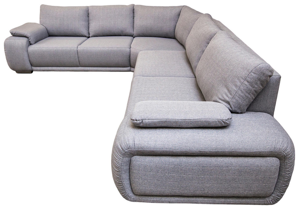 ECKSOFA Grau Struktur  - Chromfarben/Grau, KONVENTIONELL, Textil/Metall (310/280cm) - Carryhome