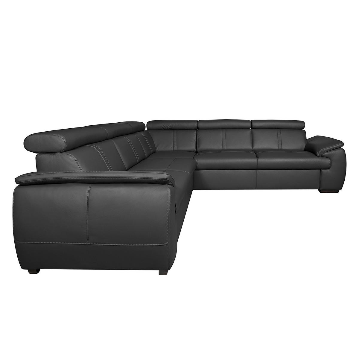 ECKSOFA Schwarz Echtleder  - Wengefarben/Schwarz, Design, Leder/Holz (265/265cm) - Livetastic