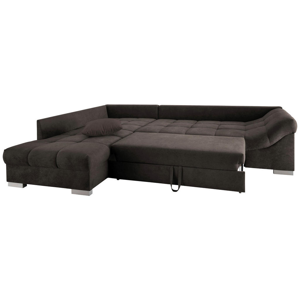 Thumbnail - Mid.you Eckschlafsofa, Dunkelbraun, Textil, Buche, 4-Sitzer, Füllung: Schaumstoff, 298x202 cm, Liegefunktion, Rücken ech...