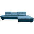 ECKSOFA in Mikrofaser Hellblau  - Schwarz/Hellblau, Design, Textil/Metall (341/204cm) - Xora